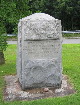 Monument on the Gill, Massachusetts side of the Turners Falls. Image: Denimadept