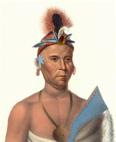 Kee-shes-wa, A Fox Chief. Image: Charles Bird King, Lithograph by J.T. Bowen