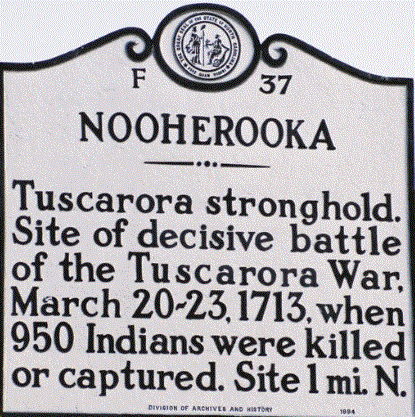 Fort Neoheroka historical marker. Image: Roskerah