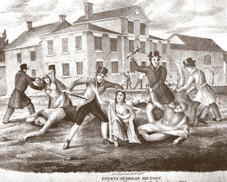 Lithograph of the Paxton massacre at Lancaster