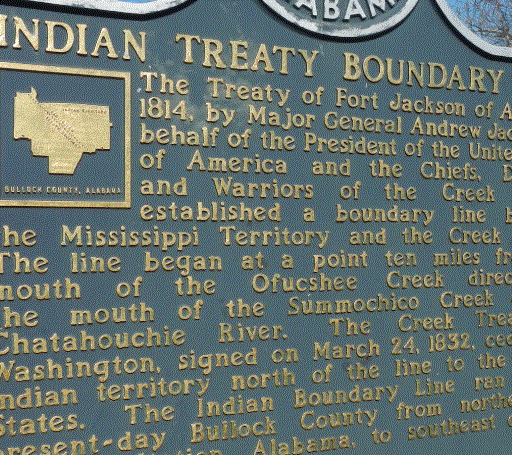 Historical marker denoting the Indian treaty boundary line. Image: Rivers Langley