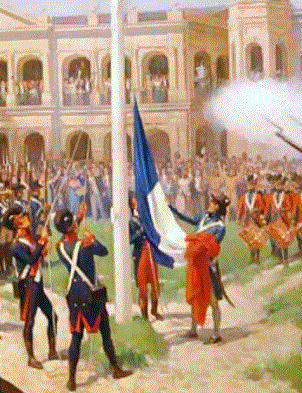 Raising of the U.S. flag with the Louisiana Purchase, in the Place d'Armes (now Jackson Square), New Orleans. Image: Thure de Thulstrup