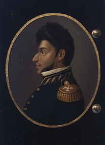 Portrait of Vicente Guerrero, mixed-race guerrilla leader of independence and later president of Mexico