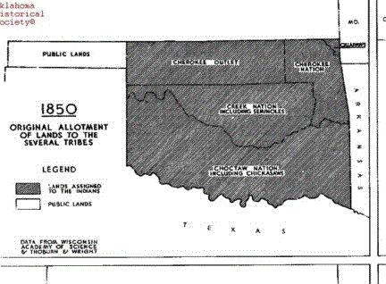 U.S. allotment of land in Indian Territory (now Oklahoma) to tribes forcibly removed from their own lands. Image: Oklahoma Historical Society