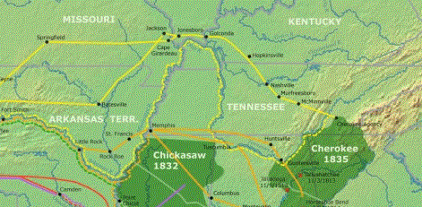 Map showing the Cherokee Trail of Tears and other forced relocation marches. Image: U.S. National Library of Medicine