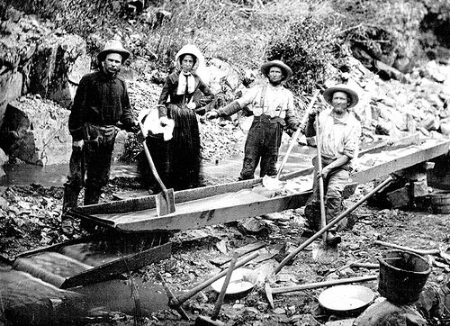 Panning for gold during the California Gold Rush