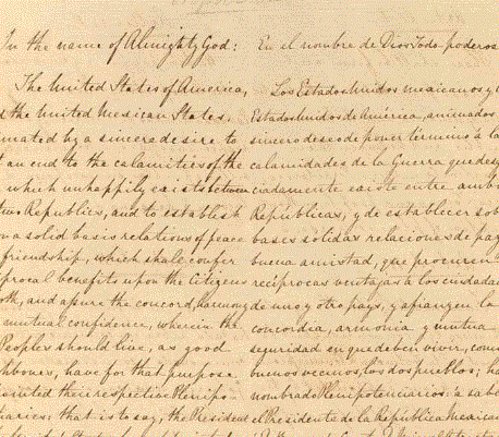 A section of the original Treaty of Hidalgo. Image: U.S. Government