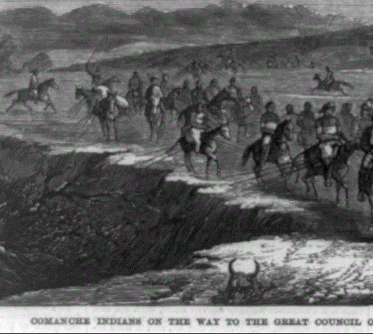 Indians on the way to the  Great Council on Medicine Lodge Creek. Image: The Library of Congress