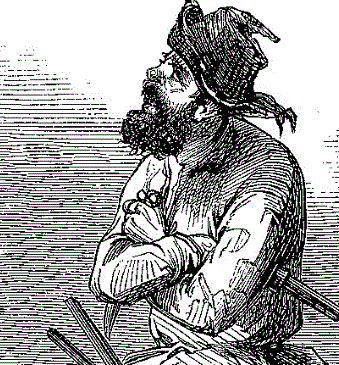 Prospector defends his claim. Image: J. Ross Browne; Harper's Monthly Magazine