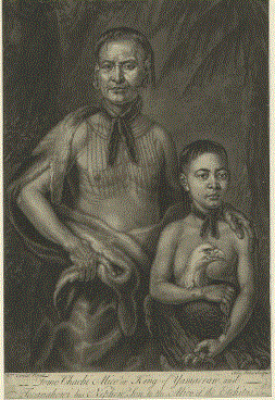 Tomo Chachi Mico or King of Yamacraw, and Tooanahowi his nephew, son to the Mico of the Etchitas. Image: John Verelst, New York Public Library Digital Collections