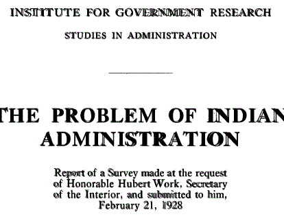 The Meriam Report. Image: Institute for Government Research